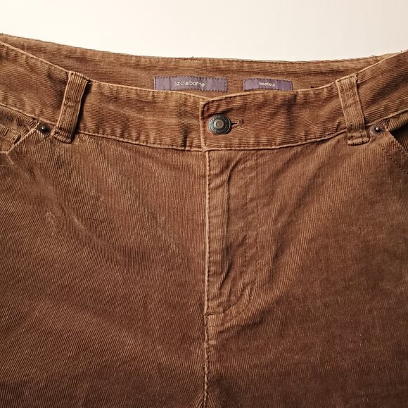 Liz Claiborne Corduroy Jeans Size 10 Mid Rise Boot Cut Brown Color - Picture 4 of 9